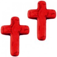 Keramiek turquoise kralen kruis 24mm Rood